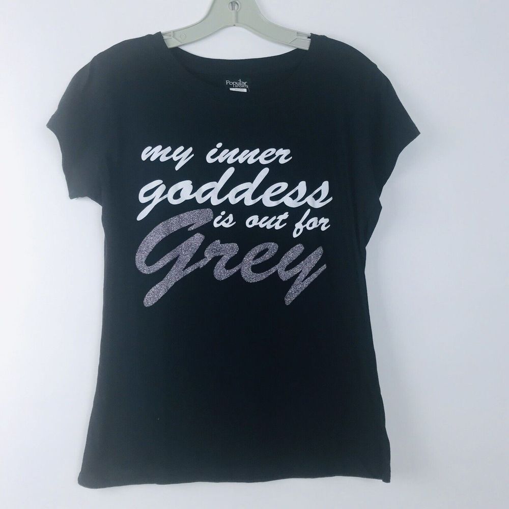 NWT Rue21 My Inner Goddess Grey T-Shirt Black Silver Size L